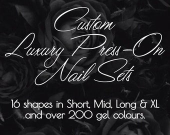 Custom Gel Press-On Nail Set - Gel Press on Nails - Free UK Delivery - Durable & Reusable - Hand Painted - Made to Order - CUSTOM