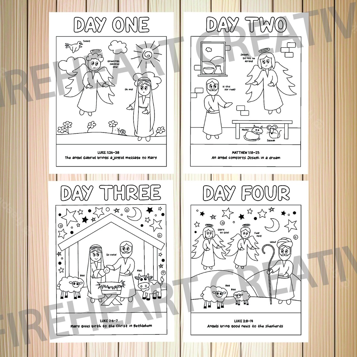 7 Printable Advent Coloring Sheets / Christmas Countdown for Kids & Toddlers / Nativity Bible