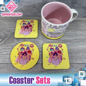 K-Pop Demon Hunters - Drinks Coaster Set - Saja Boys, Drinks Coaster Set, Gifts for Him, Gifts for Her, Birthday Present, Gift Set