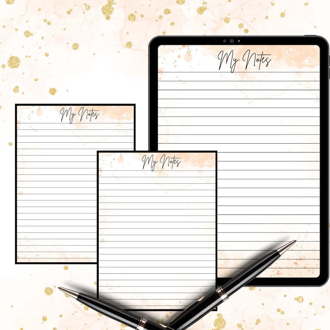 Short Note Making Paper Printable Papernote | Note Pages Printable | Lined Notes | Note Taking ...