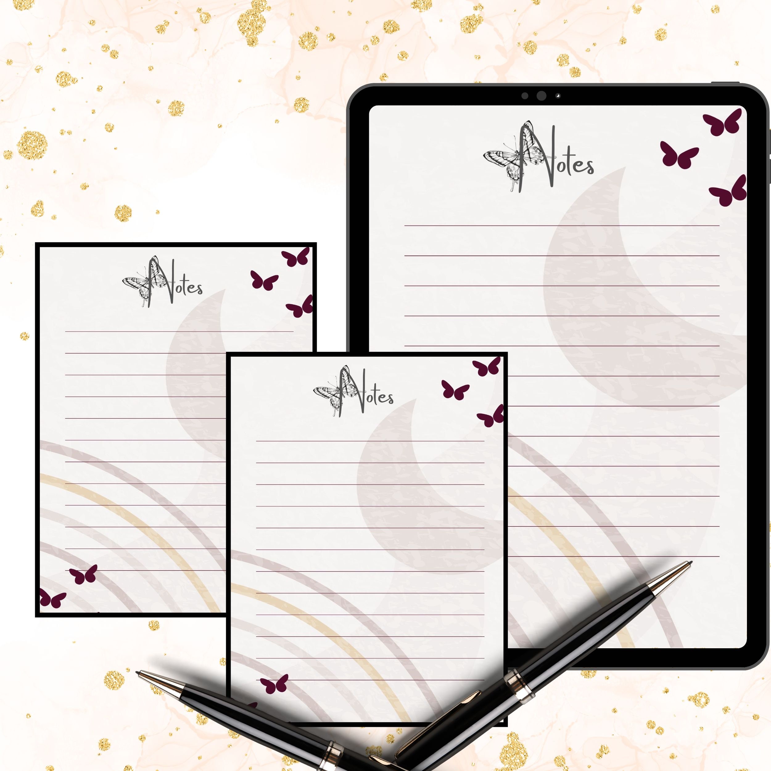 Printable Papernote | Note Pages Printable | Lined Notes | Note Taking ...