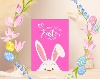 Handmade Easter Bunny Printable Greeting Card - Cute and Fun for Kids - Instant Digital Download
