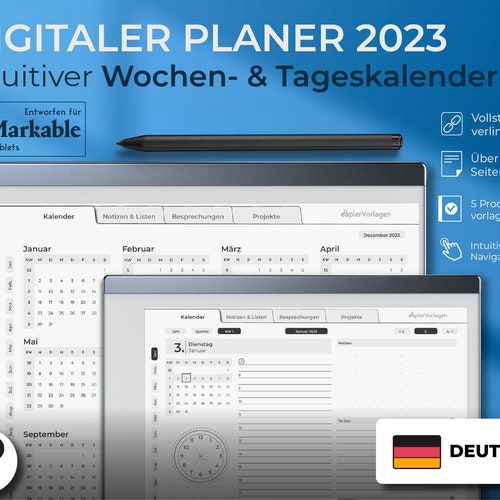 Remarkable Digitaler Kalender / Planer 2023 Wochen & - Etsy