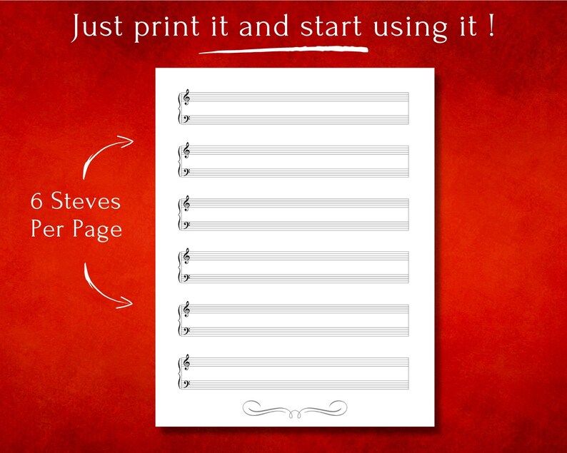 Printable Sheet Music for A4/letter. Piano Staff Paper. Blank Sheet ...
