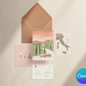 Italian Wedding Invitation Template, Tuscany Wedding Invitation Suite, Printable Editable Wedding Invites