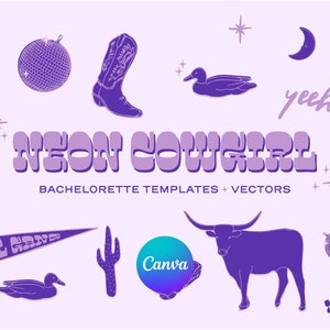 Disco Cowgirl Bachelorette Party Invitation And Itinerary, Nash Bash Bachelorette Party Bingo, Western Nashville Bachelorette Party