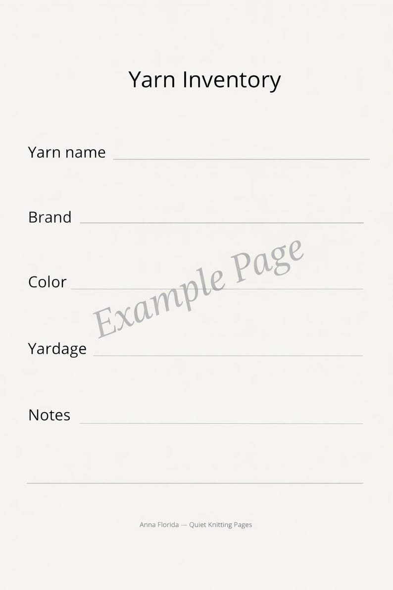 Knitting Planner Printable PDF | Project Tracker, Yarn Inventory ...