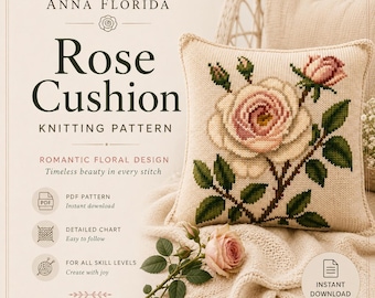 Romantic Rose Square Knitting Pattern • Modular Afghan Block Chart (PDF)