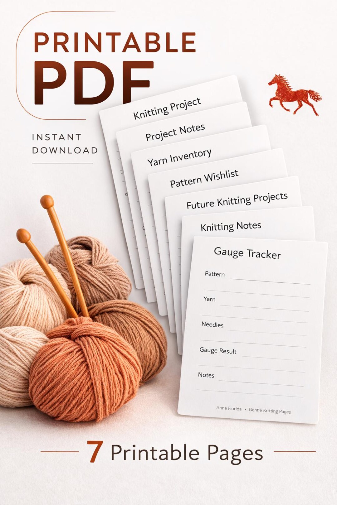 Knitting Planner Printable PDF | Project Tracker, Yarn Inventory ...