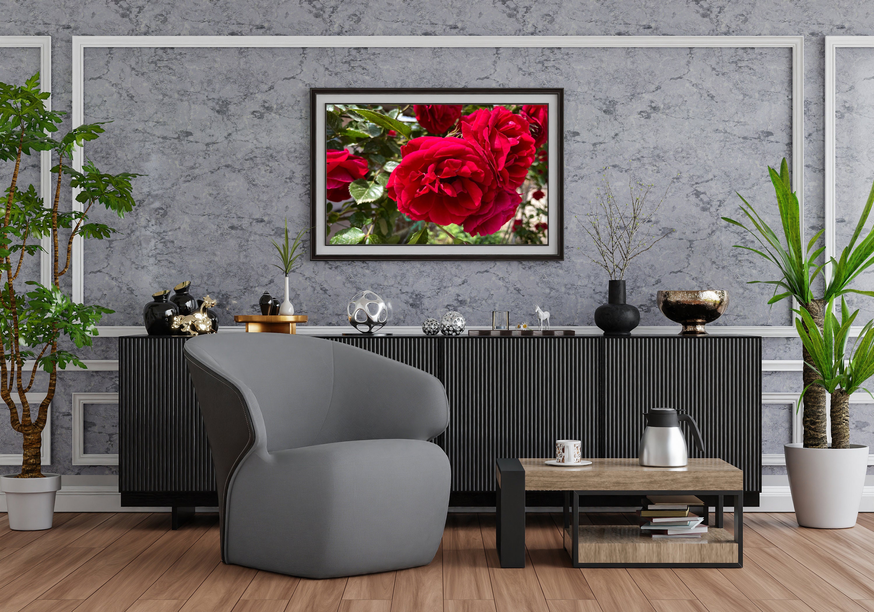 Vibrant Red Rose Wall Art Print | Floral Home Decor | Red Flower Print ...