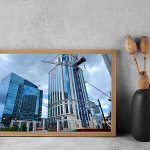 Charlotte Cityscape Print | Charlotte Queen City Digital Art | Moody Urban Wall Decor | Overcast City Skyline Photo|