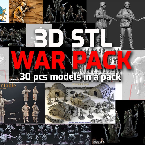 3D STL War Pack | 30 pcs models in a pack | High Quality