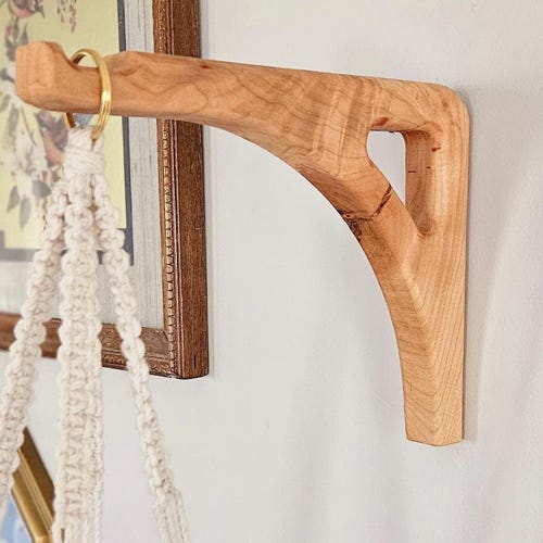 Gancho colgador de plantas de madera maciza hecho a mano - Se puede montar en la pared, para colgar macetas y plantas, con montaje tipo ojo de cerradura - ¡Sin tornillos visibles!