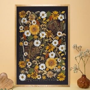 Pressed flowers giclée print, plants wall art, botanical print, home décor, herbarium, gift