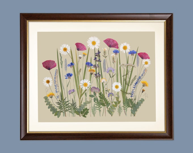 Pressed Flowers Fine Art Print, Giclée Botanical Print, Plants Home Decor, Wall Art, Gifts, Herbarium, Wildflowers