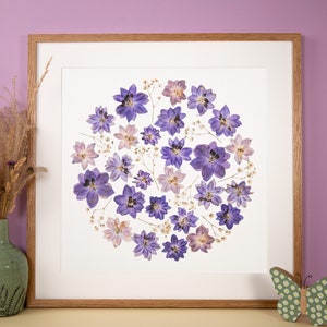 Pressed flowers giclée print, wall art, botanical artwork, plants home decor, herbarium, dried flowers leaves, gift