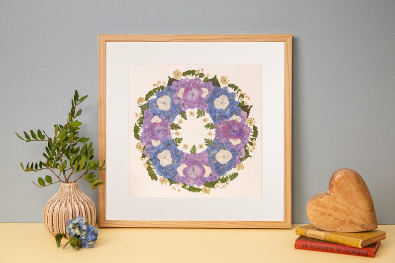 Pressed real flowers framed Artwork, Handmade home decor, Original Wall Art, Floral Art in frame and mounted, Herbarium, Gifts image 6