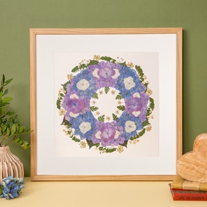 Pressed real flowers framed Artwork, Handmade home decor, Original Wall Art, Floral Art in frame and mounted, Herbarium, Gifts image 2