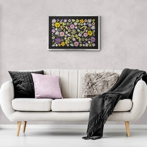 Pressed Flowers Canvas Fine Art Print, Giclée Botanical Print, Plants Home Decor, Wall Art with wooden frame, Gifts, Herbarium. Artwork image 4