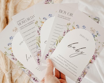 Juegos para baby shower, 25 juegos editables, imprimibles y descargables para baby shower, minimalistas, bingo para bebés, predicciones, ¿Qué preferiría mamá?