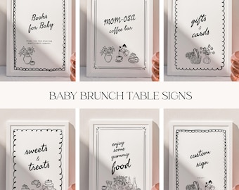 Baby Shower Table Signs: Editable Brunch Cafe Templates (Digital Download)