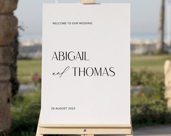 Editable Wedding Welcome Sign, Printable, Downloadable Sign Template, Minimal, Neutral, 18x24 and 24x36 sizes #abigail
