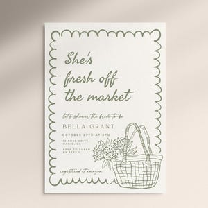 Fresh off the Market Bridal Shower Invitation Template: Whimsical Hand-Drawn Template (Digital Download) image 3