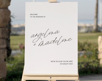 Editable Wedding Welcome Sign, Printable, Downloadable Sign Template, Minimal, Neutral, 18x24 and 24x36 sizes #angelina