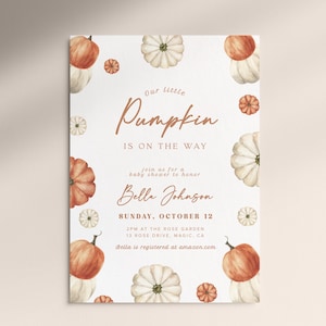 Little Pumpkin Baby Shower Invitation: Editable Fall Invite (Digital Download)