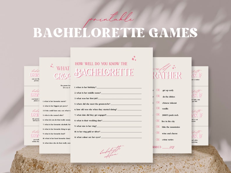 Bachelorette Games, Printable Editable Bachelorette Party Games, Clean