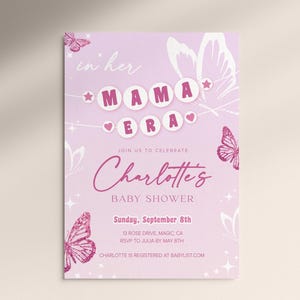 In My Mama Era Baby Shower Invite, Editable Baby Shower Invitation, Eras Invite, TSwift Baby Shower, Purple Butterfly, Taylor Baby Shower