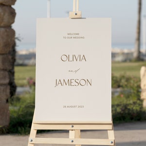 Editable Wedding Welcome Sign, Printable, Downloadable Sign Template, Minimal, Neutral, Beige, 18x24 and 24x36 sizes #caramel