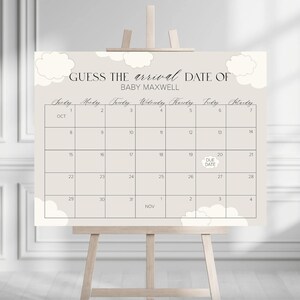 CLOUD Baby Shower Bundle, Baby Shower Games, Welcome Sign, Invitations, Tags, Stickers, Raffle Tickets, Due Date Calendar, Downloadable image 10