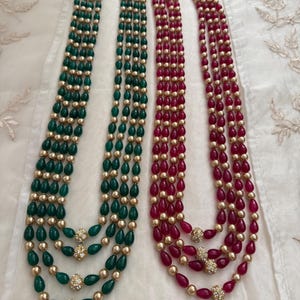 Emerald Green Ruby Red Groom's Mala: Indian Pakistani Wedding Necklace