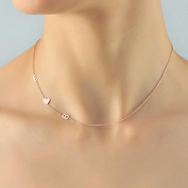 Custom Sideway Initial Necklace,Personalised Gold  Necklace,Birthstone Necklace,Valentine’s Day Gift,Mothers Day Gift,Christmas Gift For Her