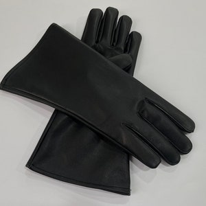 Men's Long Designer Black Genuine Leather Gloves  High Quality / Handmade Sheepskin leather Gloves | Long Cuff Gauntlet Gloves