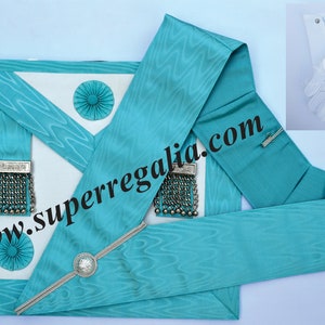 Handmade Masonic Master Mason Apron, Officer Collar & Gloves Set