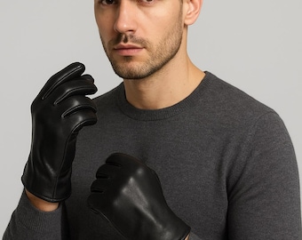 Genuine Leather Gloves for Men, Warm Winter Driving Gloves, Motorcycle Gloves, Horse Riding Gloves | Unisex Christmas Gift for men & Women