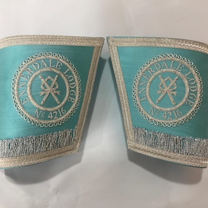 Masonic Regalia Craft Officer Gauntlet With Badge  (NEW) Finest Quality Hand Embroidered
