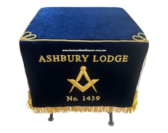 Masonic Regalia Craft Lodge Bible Cushion With 30cm Drop Fall With Lodge Name & Number(Finest Quality) / Freemason Lodge Gift
