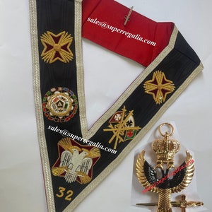 Masonic Rose Croix 32nd Degree Collar & Eagle Jewel (FINEST QUALITY)