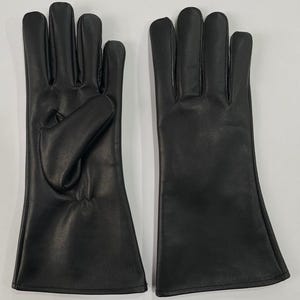 Vintage Black Leather Gloves, Long Cuff Gauntlet Gloves, Genuine Leather Winter Gloves, Handmade Sheepskin Opera Gloves, Gift For Him nd Her