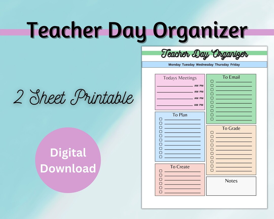 Teacher to Do Organizer / Teacher Daily Planner / Teacher Etsy