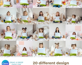 20 Pieces Pillow Cover Drag&Drop Mockup Bundle, Pillow Mockup for Canva, Canva Mockup, Digital Mockup, Home Decor Mockup, Pillow Big Bundle