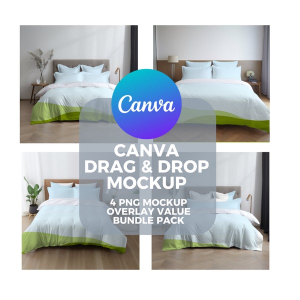 Bedding Set Mockup | Duvet Cover Mockup | Pillow Mockup | Bedding Mockup | Blanket Mockup | Canva Mockups | Printify I Mobile-Friendly