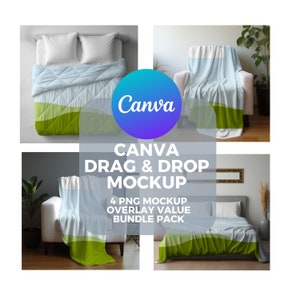 Blanket Mockups | Fleece, Sherpa, Velveteen Plush, Microfiber, Minky Blanket | Mockup Bundles | Canva Overlay | Drag and Drop Mockups
