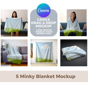 Blanket Mockups | Fleece, Sherpa, Velveteen Plush, Microfiber, Minky Blanket | Mockup Bundles | Canva Overlay | Drag and Drop Mockups