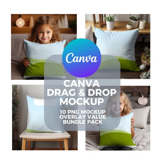 Pillow Cover Drag&Drop Mockup Bundle, 10 Mockup, Pillow Mockup for Canva, Canva Mockup, Digital Mockup, Home Decor Mockup, cushion mockup