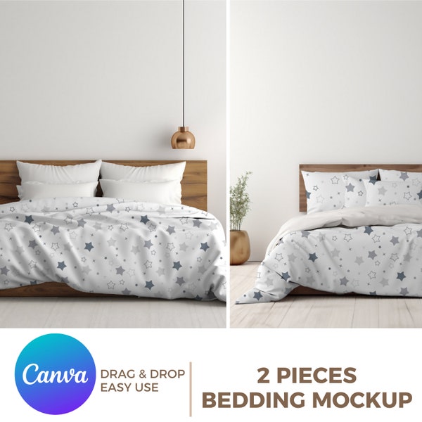 Bedding Set Mockup | Duvet Cover Mockup | Pillow Mockup | Bedding Mockup | Blanket Mockup | Canva Mockups | Printify I Mobile-Friendly