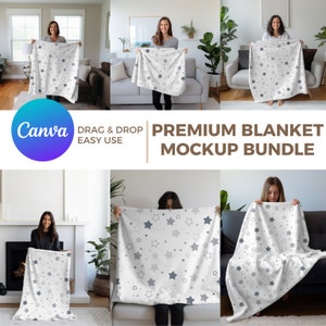 Blanket Mockups | Fleece, Sherpa, Velveteen Plush, Microfiber, Minky Blanket | Mockup Bundles | Canva Overlay | Drag and Drop Mockups